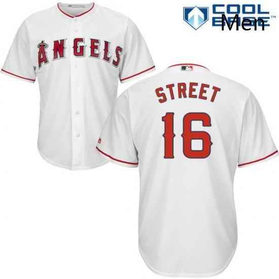 Mens Majestic Los Angeles Angels of Anaheim 16 Huston Street Replica White Home Cool Base MLB Jersey